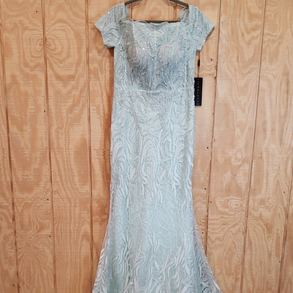 Alexander By Daymor NEW Mist Green Beaded Maxi Gown Dress Size 6 #1765 - Picture 2 of 11